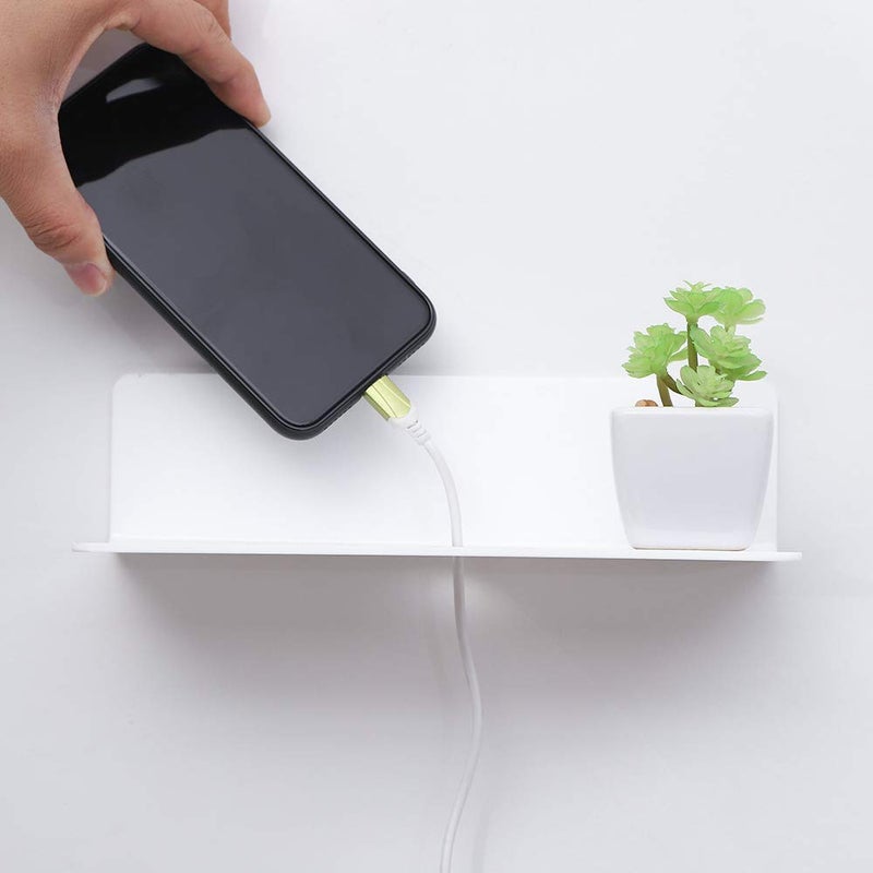 IEEK 9 Inch Acrylic Floating Shelves Set of 4,Small Wall Display Shelf for Bluetooth Speakers/Security Cameras/Nintendo Switch/Action Figures,Damage-Free Wall Shelves Stick-On Shelf,White - Image 3